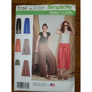Simplicity 8134 Sewing Pattern Misses Wrap Front Wide Leg Pants Shorts Size 6-14